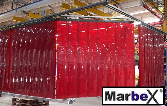 Industrievorhang Rot Transparent