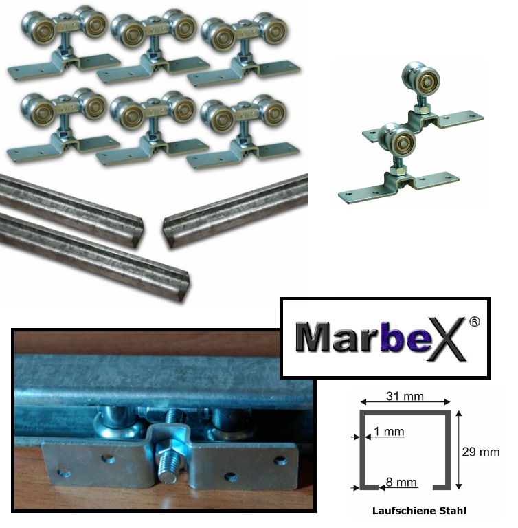 ᑕ❶ᑐ Laufschienen C-Profile für Schiebetorlaufwerke 500 Kg, 400 Kg, 300 Kg,  200 Kg, 180 Kg, 150 Kg, 250 Kg, 50 Kg