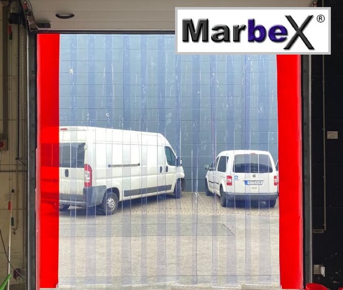 Farbiger PVC-Streifenvorhang Rot Transparent nach Maß