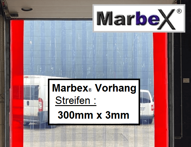 PVC Vorhang Streifenvorhang 300mm 3mm 300x3mm von Marbex® 